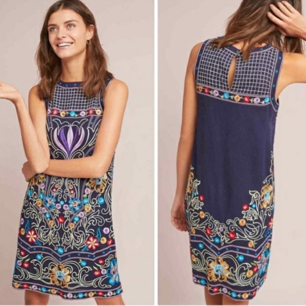 Anthropologie Maeve embroidered mini dress